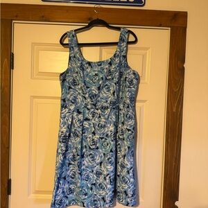 Carmen Marc Valvo Blue Floral Dress